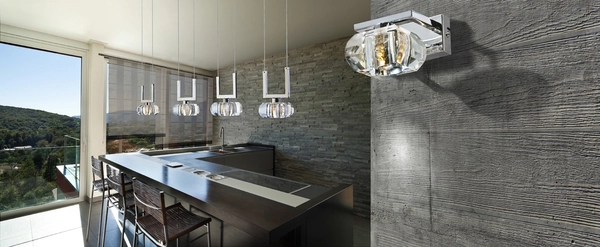 Glamour lampa wisząca Rubic z kryształkami do kuchni chrom