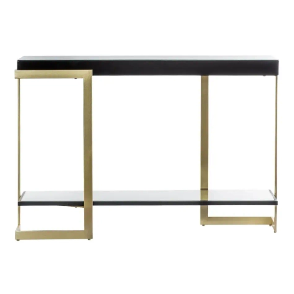 Szklana konsola do salonu Ardella 5059413405242 czarny złoty