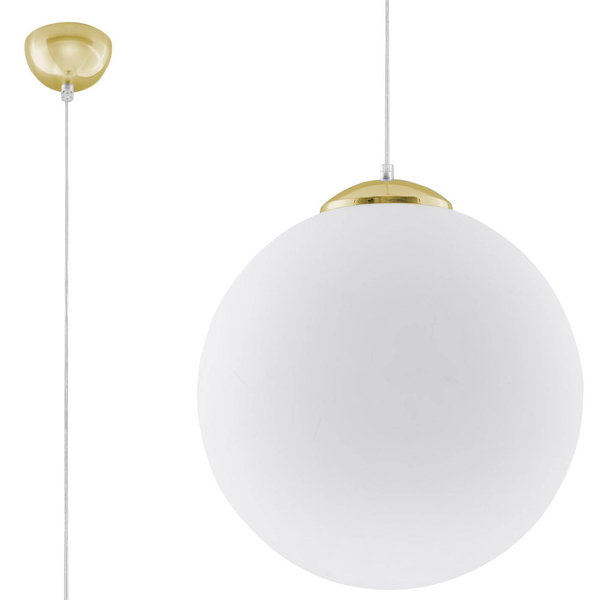 Skandynawska LAMPA wisząca SL.0717 szklana OPRAWA loftowy ZWIS kula biała złota