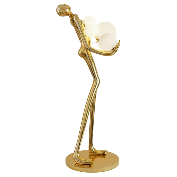Dekoracyjna lampa podłogowa WOMAN F9312 gold designerska kula złoty biały