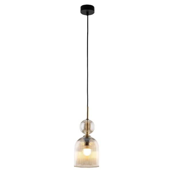 Szklana wisząca lampa Sophia Cognac 11039 ryflowana brązowy