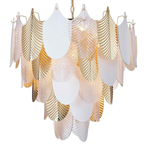 Designerska lampa wisząca do salonu Palermo P21070AU metal szkło złota
