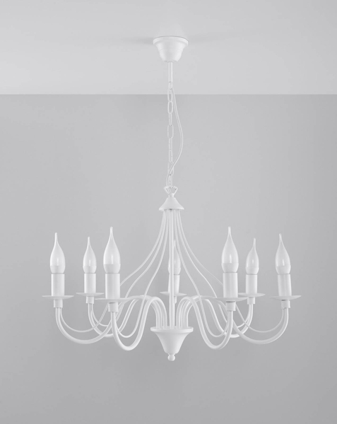 Żyrandol LAMPA wisząca SL.0215 klasyczna OPRAWA świecznikowa ZWIS na łańcuchu maria teresa biały