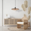 Naturalna wisząca lampa 22173 okrągła bambus rattan czarny beżowy
