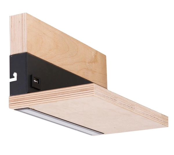 Sypialniany kinkiet Anet LED 4W półka port USB czarna drewno