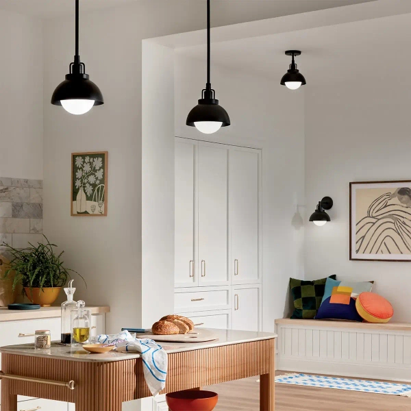 Lampa wisząca/ścienna/sufitowa Niva KL-NIVA-1W-1P-BK metalowa biała czarna