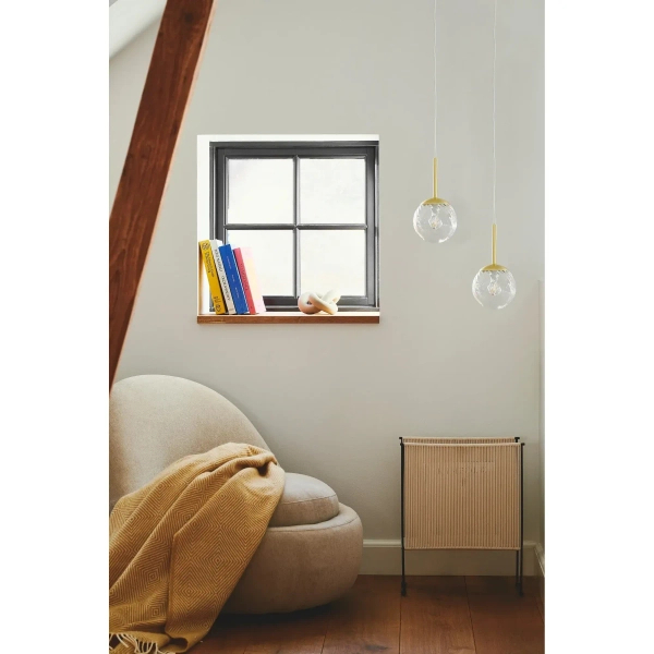 Szklana lampa wisząca Chisell 2312053035 kulista nad stół mosiądz