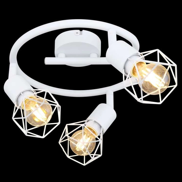 Druciana LAMPA sufitowa XARA I 54802W-3 Globo metalowa OPRAWA industrialny plafon spirala biała