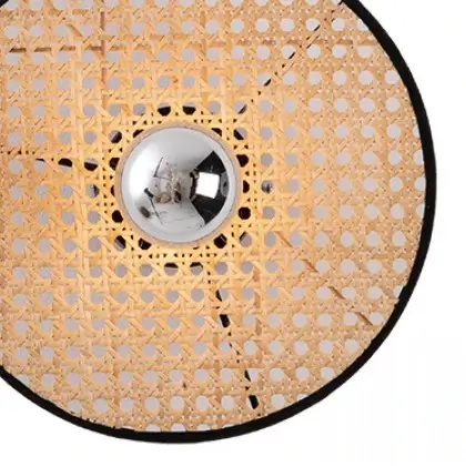 Ekologiczny kinkiet ścienny 22175 okrągły bambus rattan czarny