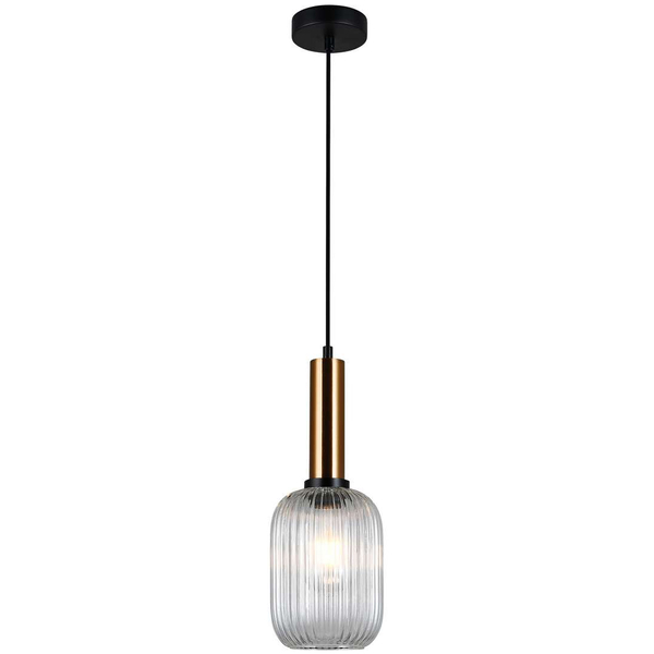 LAMPA wisząca ANTIOLA PND-5588-1M-BRO+CL Italux plisowana OPRAWA loftowy zwis mosiężny przezroczysty