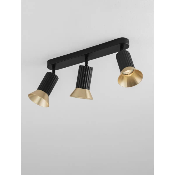 Potrójna lampa sufitowa MARENZO LE45604 regulowana metalowa czarna złota