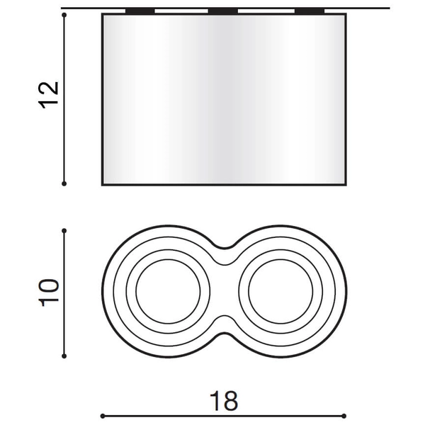 2-punktowa lampa sufitowa Bross AZ0941 downlight metalowa aluminium