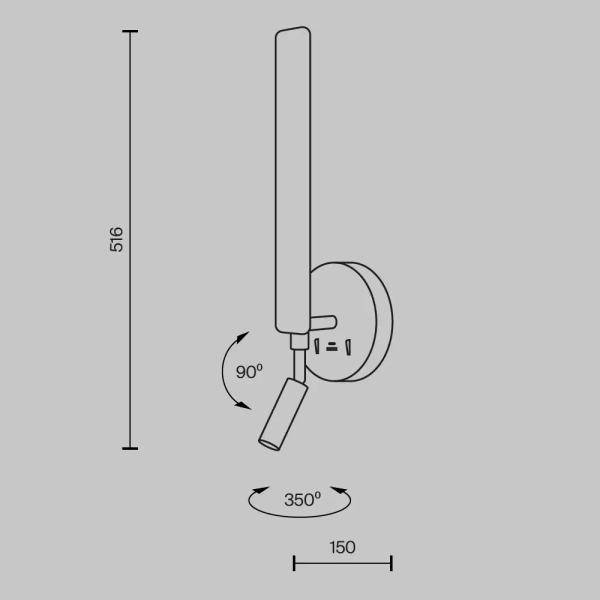 Podłużna lampa ścienna Combo MOD214WL-L8W3K1 LED 10W 3000-6000K biała