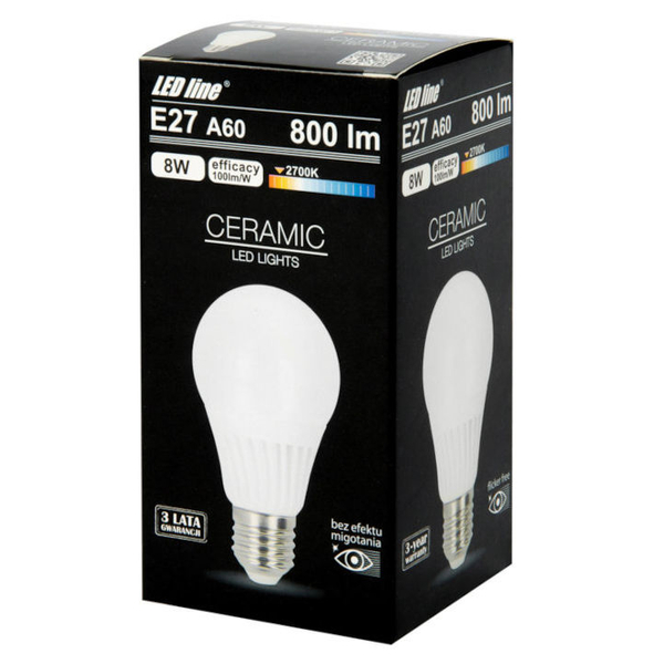 Żarówka Lin241697 E27 A60 klasyczna LED 8W 2700K 800lm 230V biała ciepła