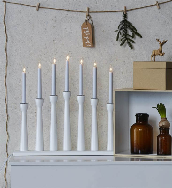 7-płomienna lampa świecznikowa Maseskar candle biała