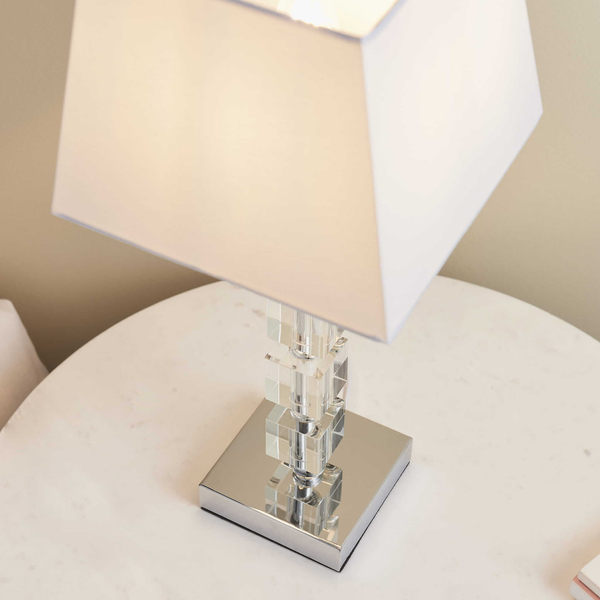 Nowoczesna lampa stołowa Murford 96940-TLCH Endon abażur tkanina metal biały