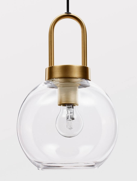 Industrialna lampa wisząca Banes do holu złota przezroczysta