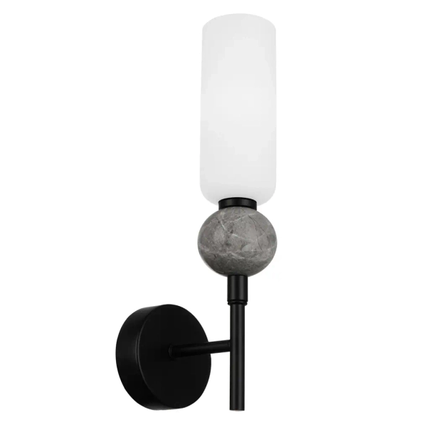 Naścienna lampa szklana Santos WL-95331-1-BK podłużna tuba szara czarna