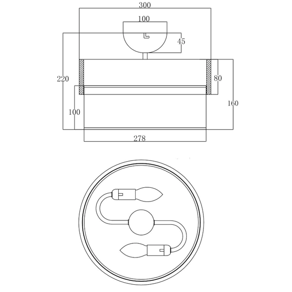 Nasufitowy plafon do jadalni SEASONS 611500202 okrągły drewniany czarny