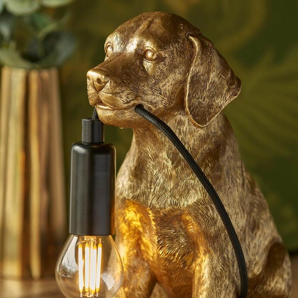 Lampa stojąca na komodę 107364 Endon labrador pies złoty czarny