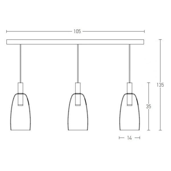 Potrójny żyrandol nad stół 1970 LED 21W 3000K przydymiony czarny