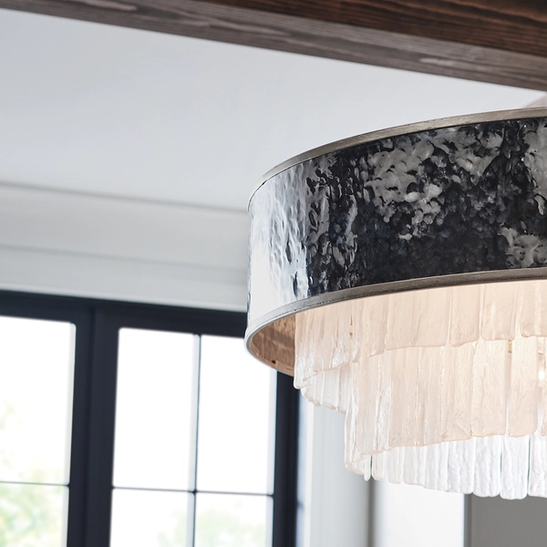 Wisząca lampa kryształowa QN-REVERIE-8P-CPG nad stół szara złota