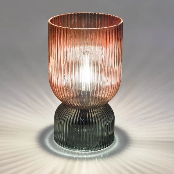 Żebrowana stołowa lampa Rhubarb RHU4203 do sypialni szklana różowa