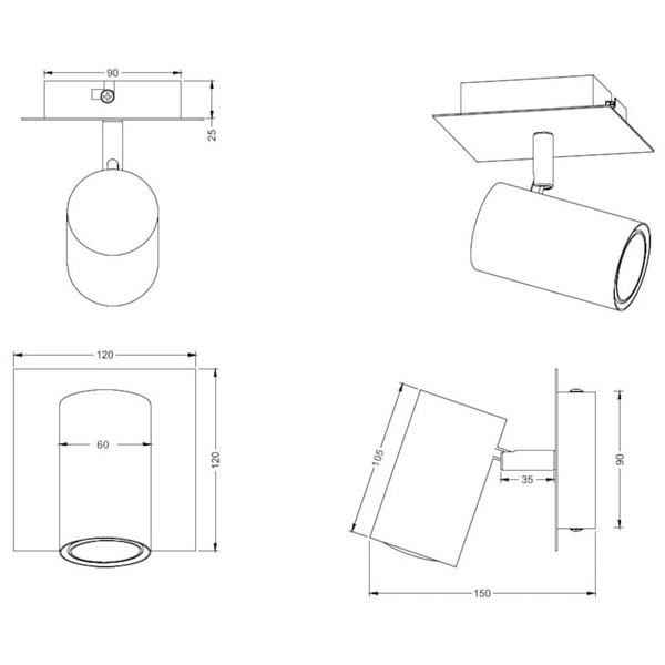 Lampa ścienna VANTOS DL107802400 Trio rurka regulacja na korytarz srebrna