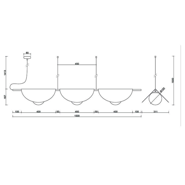 Potrójna lampa wisząca Sallo SAC311P0 do salonu nad stół biała