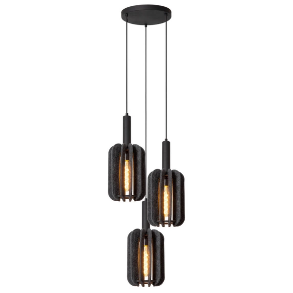 Lampa wisząca Rafal 45492/13/36 nad kanapę filc czarna szara