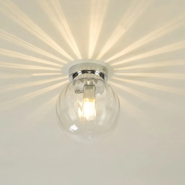 Minimalistyczny plafon Kavi KAV0150 szklany kula IP44 chrom