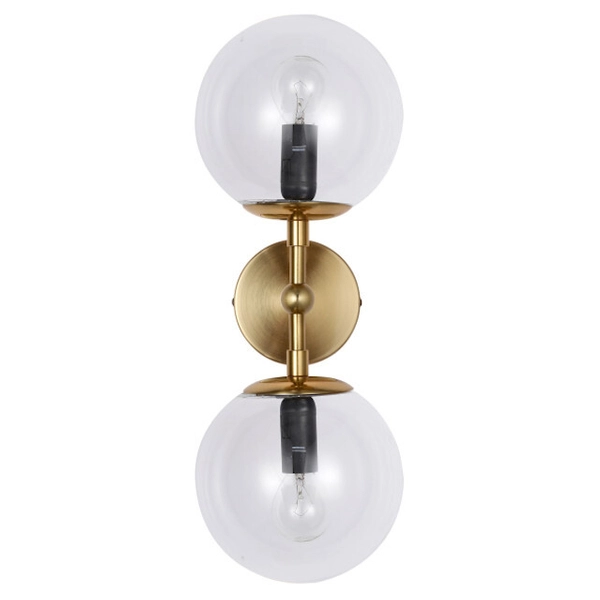 Loftowy kinkiet złoty DORADO LP-002/2W Transparent Light Prestige szklane kule balls