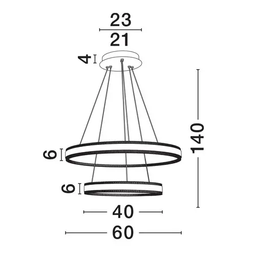 Lampa wisząca ring DONTERIO LE45401 LED 68W 3000K metalowa czarna
