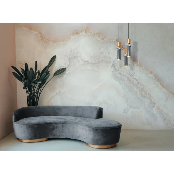 Designerska lampa wisząca tuba podłużna szara mosiądz Palette OUTLET