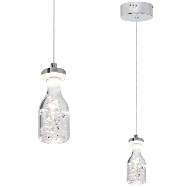 LAMPA wisząca BOTTLE ML431 Milagro zwis OPRAWA LED 5W 4000K butelka bottle chrom przezroczysta
