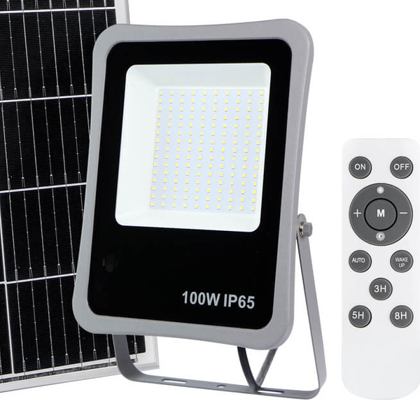 Solarna lampa ogrodowa Bares SLR-73142-100W Italux LED 100W 4000K IP65 szary