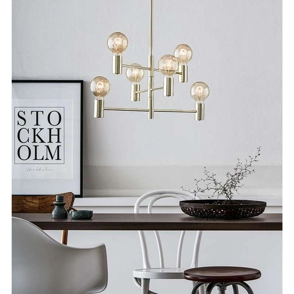 LAMPA wisząca CAPITAL 106418 Markslojd metalowa OPRAWA industrialna ZWIS 6-punktowy żarówki bulbs sticks złoty