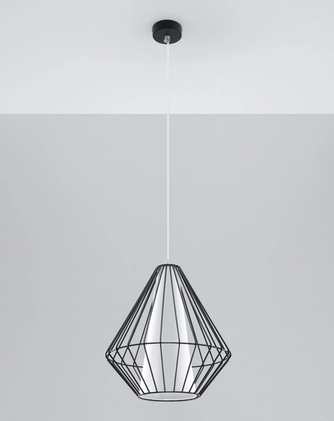 Industrialna LAMPA wisząca SL.0298 druciana OPRAWA zwis drut metalowy klatka skeleton czarny