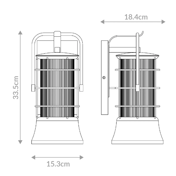 Ścienna lampa latarenka Rivamar QN-RIVAMAR-S-BLK-GD IP44 czarna złota