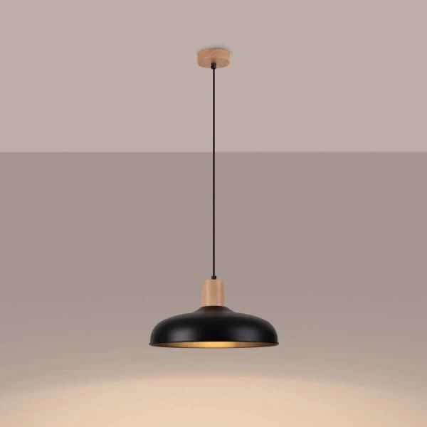 Lampa do salonu zwisająca Indy SL.1324 Sollux drewniana czarna