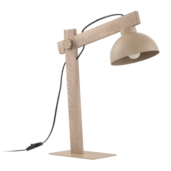 Ekologiczna biurowa lampa Oslo Sabia 16129 drewniana do czytania beżowy