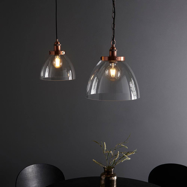 Lampa wisząca łańcuch Hansen Grand 106895 szklana miedziana przezroczysta