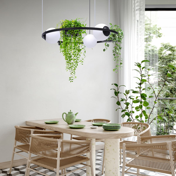 Kuchenna lampa wisząca PLANT 5005 Zumaline kwietniki kule czarna biała