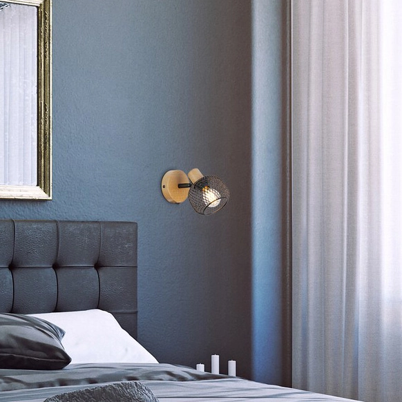 Loftowy kinkiet do sypialni Grendel 3127 ażurowa lampa ścienna czarna