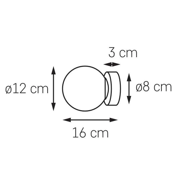 Kinkiet LAMPA ścienna ASTRA 20776102 Kaspa loftowa OPRAWA szklana kula czarna biała