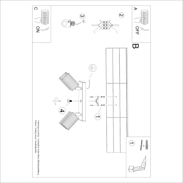 Sufitowa lampa regulowana KARBON SL.1545 do sypialni ryfel biała