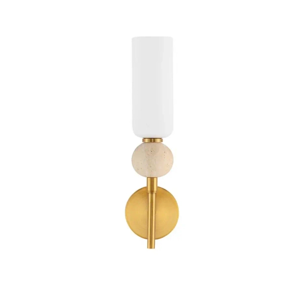 Ścienna lampa trawertyn CORVIZO złota biała LE45278 1xG9 tuba do salonu