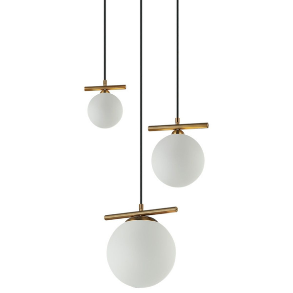 Potrójna lampa wisząca Merseta PND-463323A-BRO+W Italux balls antyczny brąz