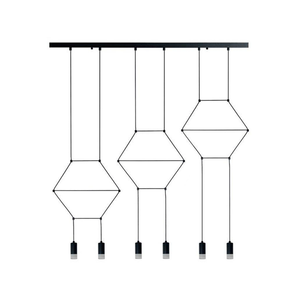 Geometryczna lampa zwisowa Linea XT100-6P Step tuby czarna