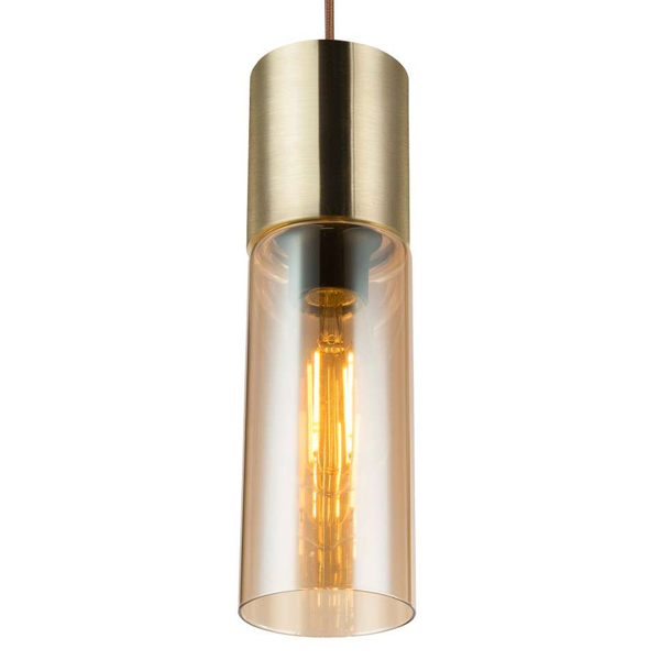 LAMPA wisząca ANNIKA 21000HM Globo szklana OPRAWA loftowy ZWIS tuba mosiężna bursztynowa